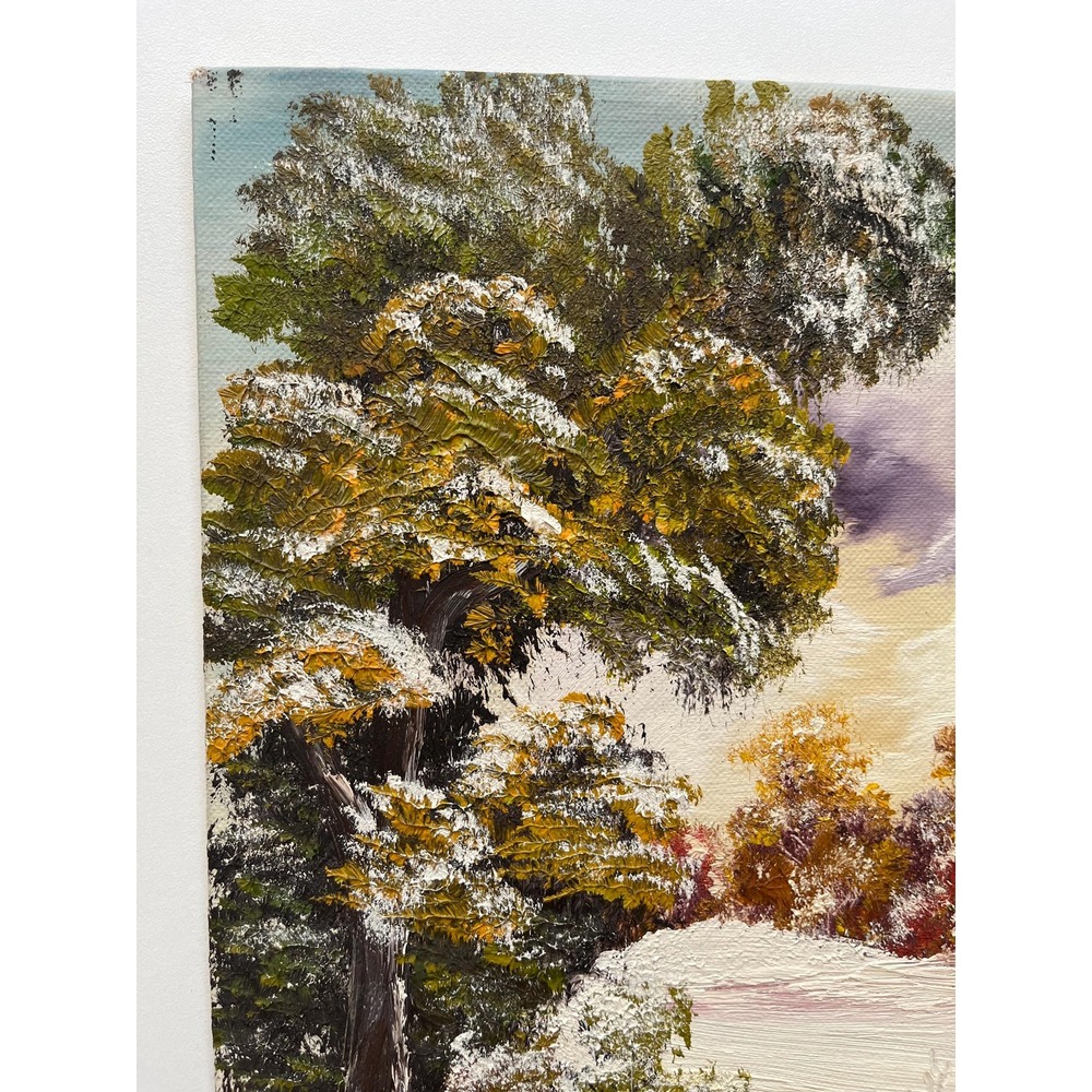 Original Acrilic Painting, unsigned Winter Landscape 16x12 on canvas board - Picture 2 of 6